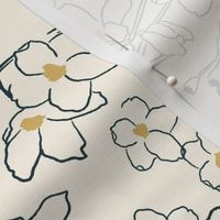 Large Hand-drawn garden floral