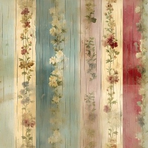 Distressed Flowers & Stripes - medium