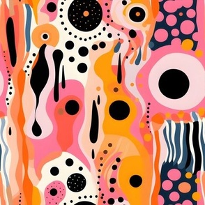 Pink, Orange & Black Abstract - medium