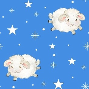 Sheep Farm Animals Stars Blue Sky