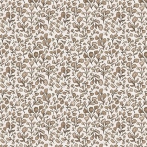 vintage florals khaki on cream linen small