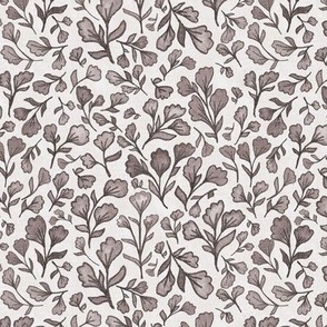 vintage florals slate on cream linen medium