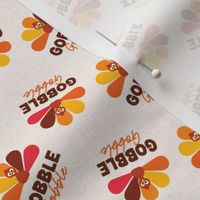 Gobble Gobble - Thanksgiving Turkey - Fall Colors - Tan Linen 