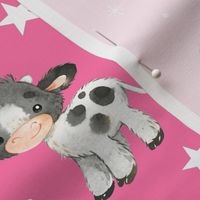 Cow Farm Animals Stars Pink Baby Girl 