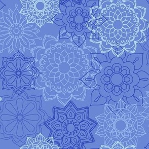 Mandalas-monochromatic blue