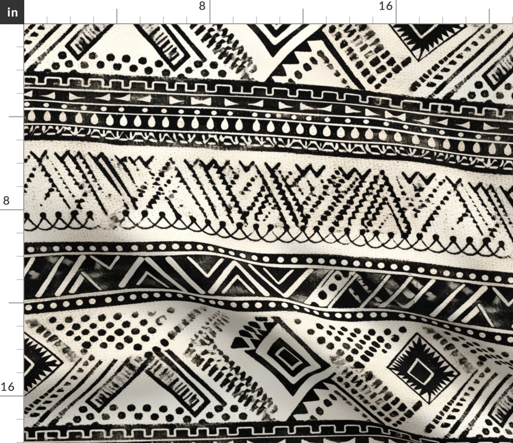 Black & Ivory Tribal Stripes - large