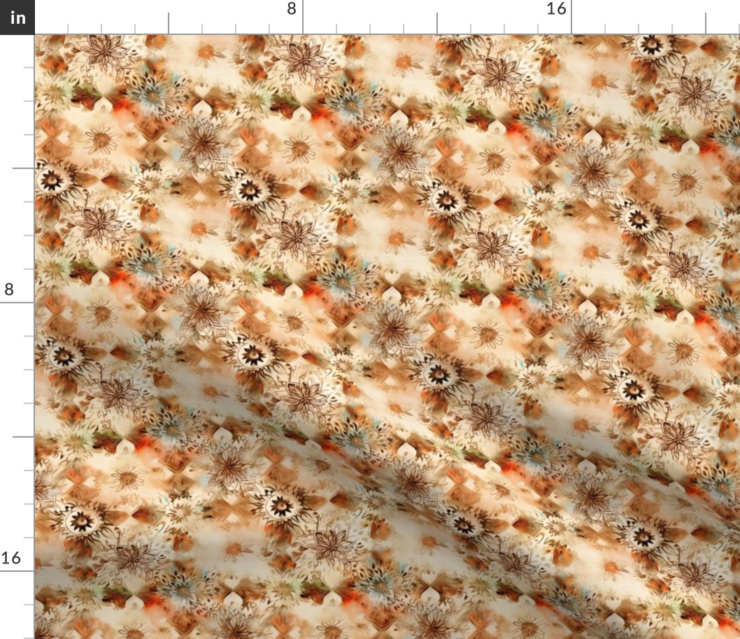 Brown & Ivory Abstract Floral - small