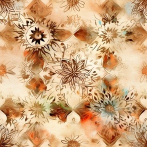 Brown & Ivory Abstract Floral - medium