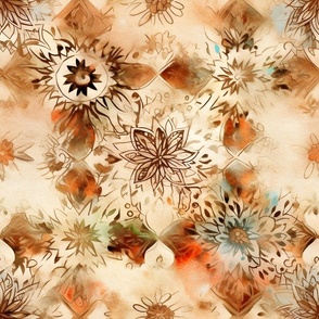 Brown & Ivory Abstract Floral - large