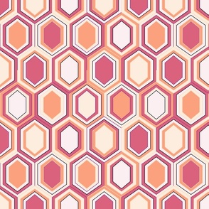 Retro Hexagons (12") - cream, orange, pink, yellow (ST2023RH)
