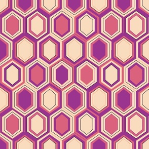 Retro Hexagons (12") - cream, pink, purple (ST2023RH)