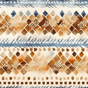 Blue & Brown Tribal Stripes - medium