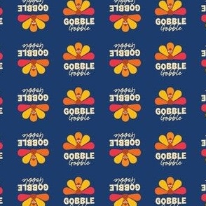 Gobble Gobble - Thanksgiving Turkey - Fall Colors - Blue