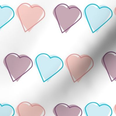Heart Outline Pattern Pink Blue Purple