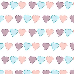Heart Outline Pattern Pink Blue Purple