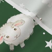 Sheep Farm Animals Stars Hunter Green Baby Nursery