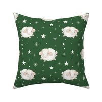 Sheep Farm Animals Stars Hunter Green Baby Nursery