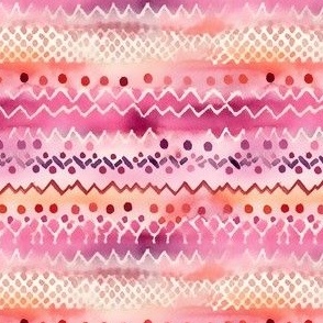 Pink Watercolor Tribal Stripes - small