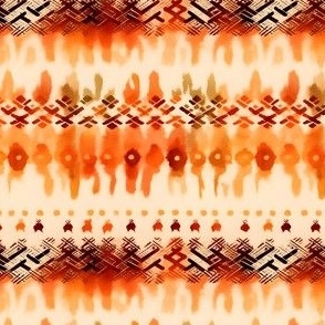 Orange Watercolor Tribal Stripes - small