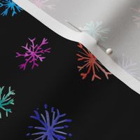Colorful Watercolor Snowflakes // Black