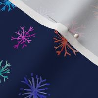 Colorful Watercolor Snowflakes //Navy
