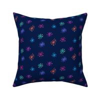 Colorful Watercolor Snowflakes //Navy