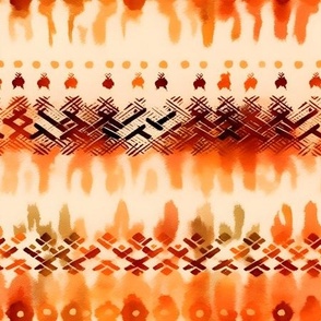 Black & Orange Watercolor Tribal Stripes - medium