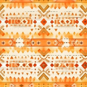 Orange Watercolor Tribal Stripes - medium