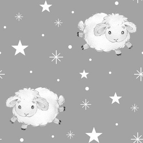 Sheep Farm Animals Stars Gray Baby Nursery 
