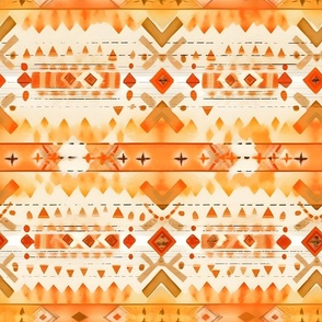 Orange Watercolor Tribal Stripes - large