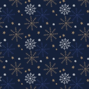 Snowflake Pattern Dark Blue 17  Small Scale