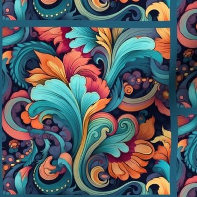 Colorful Fluffy Paisley Half-Drop Panel