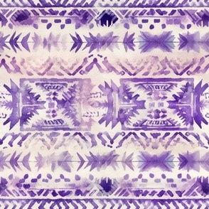 Purple Watercolor Tribal Stripes - medium