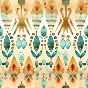 Turquoise & Tan Pattern - medium