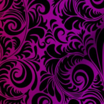 black flourishes on pink/purple 