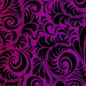 black flourishes on pink/purple 