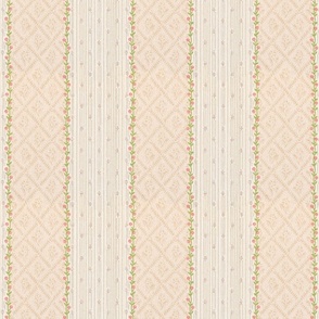 Dainty floral stripe with lattice in neutral colors 