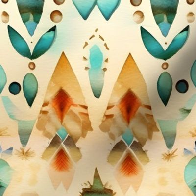 Turquoise & Tan Pattern - large