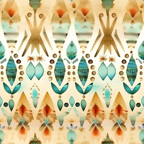 Turquoise & Tan Pattern - large