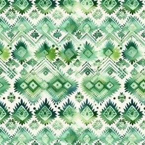 Green & Ivory Watercolor Geometric Print - small