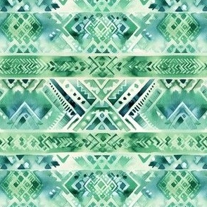 Green Watercolor Tribal Stripes - small