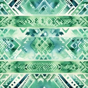 Green Watercolor Tribal Stripes - medium