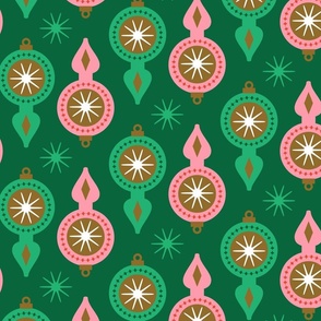 Geometric Retro Ornaments_Green