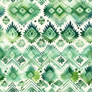 Green & Ivory Watercolor Geometric Print - large