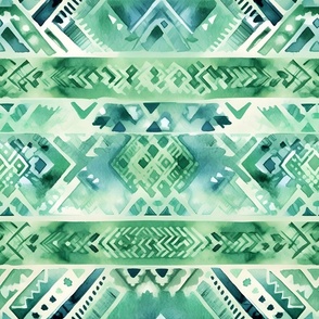 Green Watercolor Tribal Stripes - large