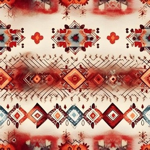Red & Brown Tribal Stripes - medium