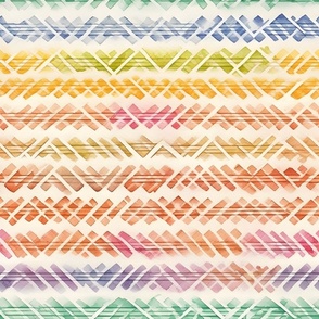 Rainbow Watercolor Tribal Stripes - large