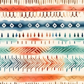 Rainbow Watercolor Tribal Stripes - large