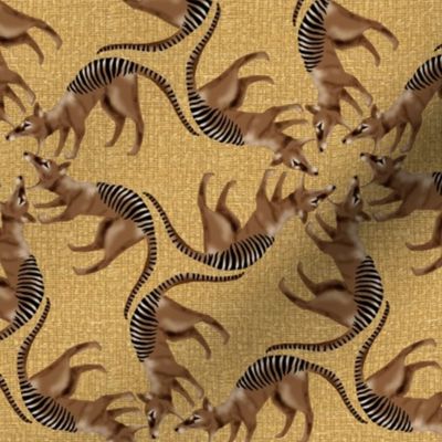 Thylacine Tasmanian Tiger Tasmanian Wolf Twirl on Texture in Browns