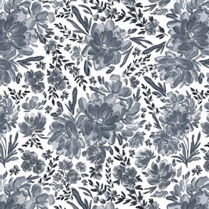 Medium - Sierra Blue Florals - White